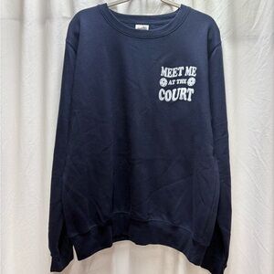 Pacific & Co Pickleball Oversized Sweatshirt Navy Blue white lettering NWT L
